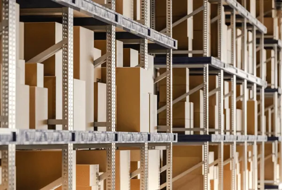 Warehouse shelves for excess inventory management